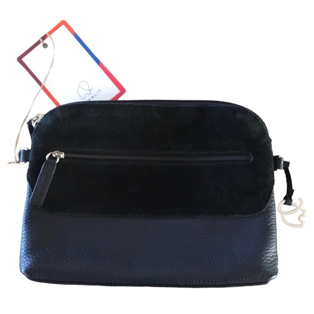 Mywalit Pompei Navy Leather Zip Top Bag Clutch